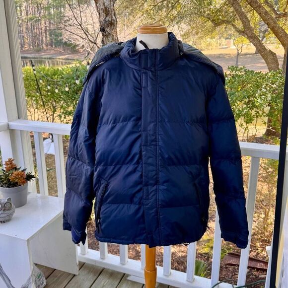Vintage Eddie Bauer Navy Blue Down Coat. Size Large. - Picture 11 of 11
